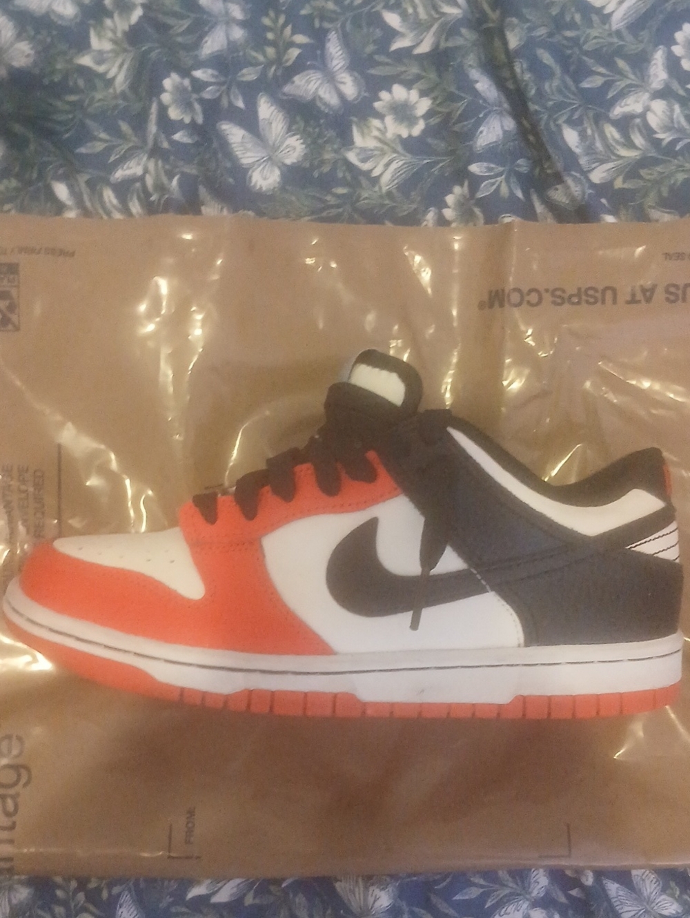 Kids Orange, Black & White Low-Top Nike Dunks Size 4Y LEFT ONLY